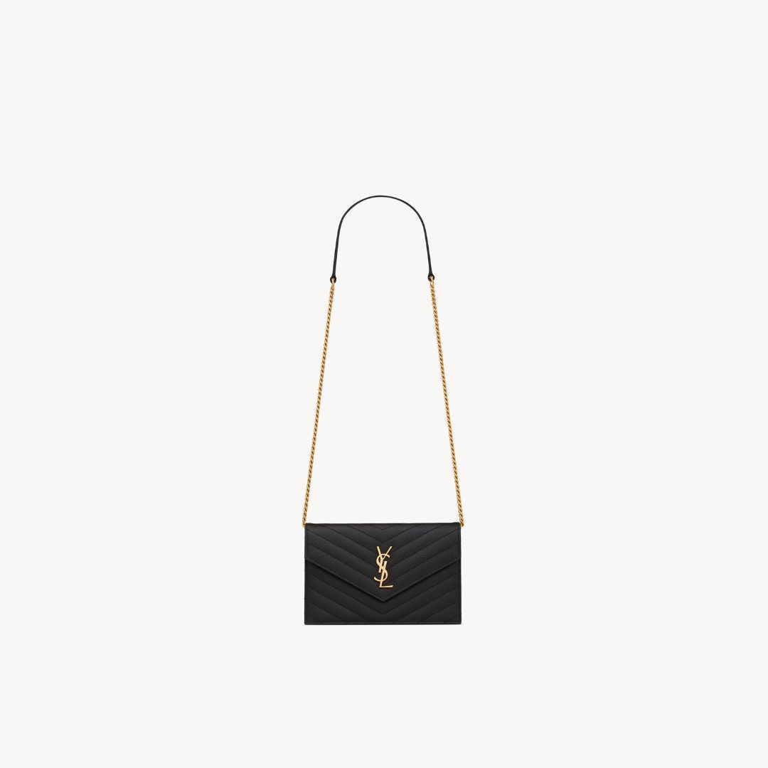 Cassandre Envelope Chain Wallet in Grain De Poudre Leather
