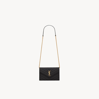 Cassandre Envelope Chain Wallet in Grain De Poudre Leather