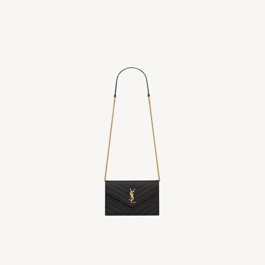 Cassandre Envelope Chain Wallet in Grain De Poudre Leather