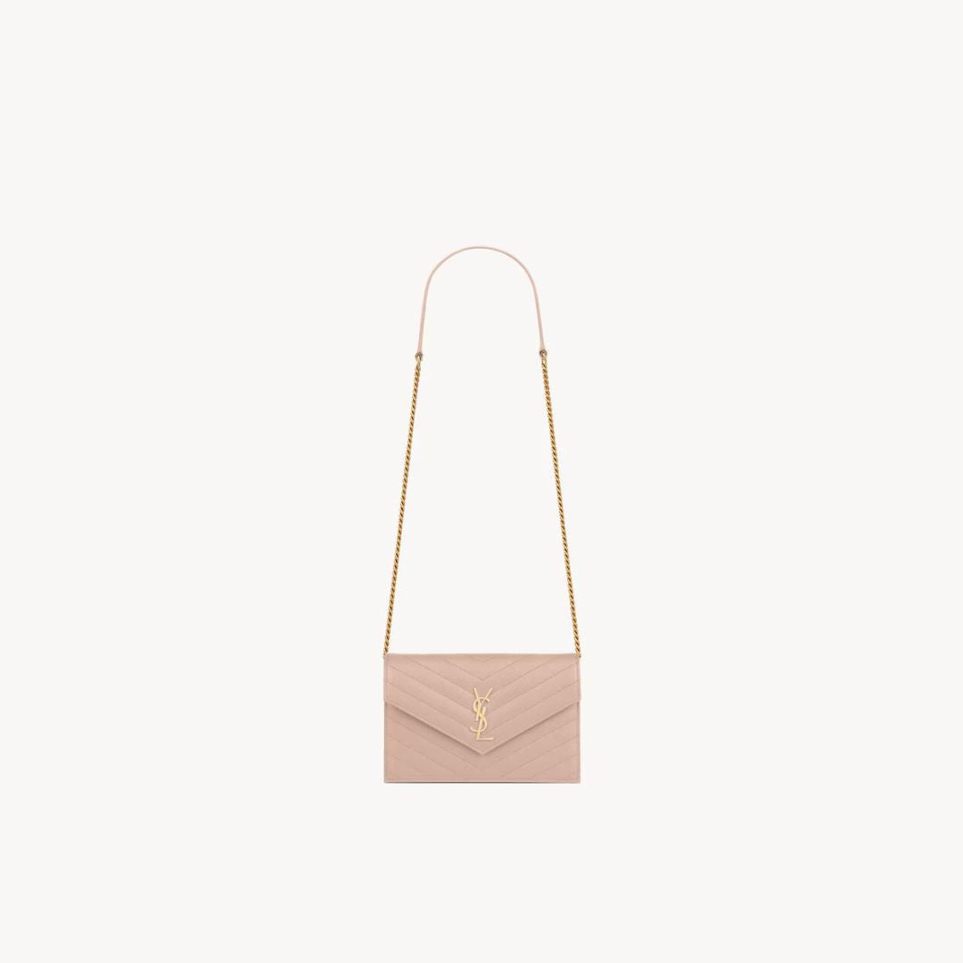Cassandre Envelope Chain Wallet in Grain De Poudre Leather