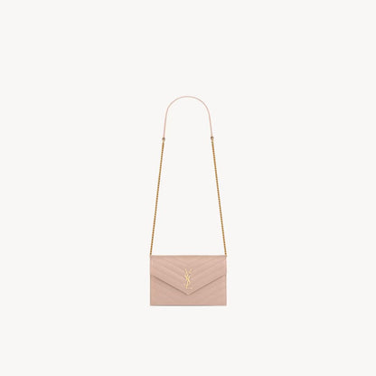 Cassandre Envelope Chain Wallet in Grain De Poudre Leather
