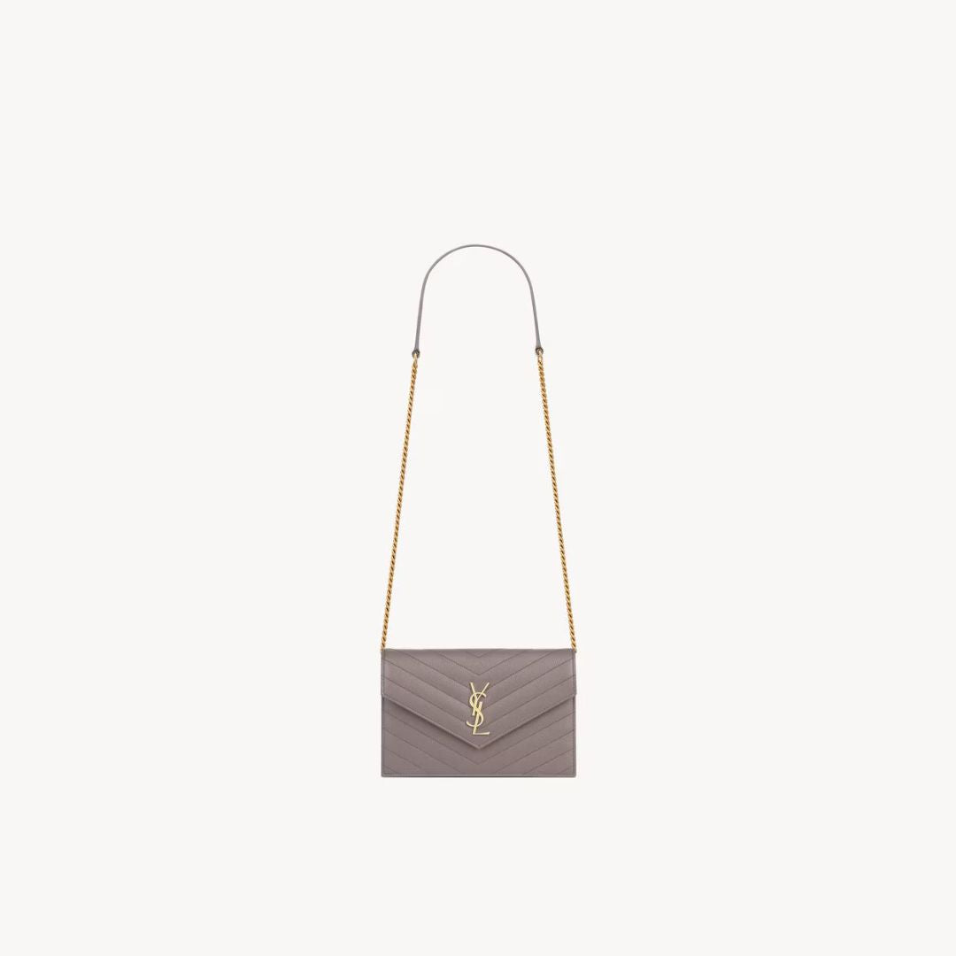 Cassandre Envelope Chain Wallet in Grain De Poudre Leather