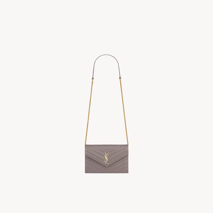 Cassandre Envelope Chain Wallet in Grain De Poudre Leather