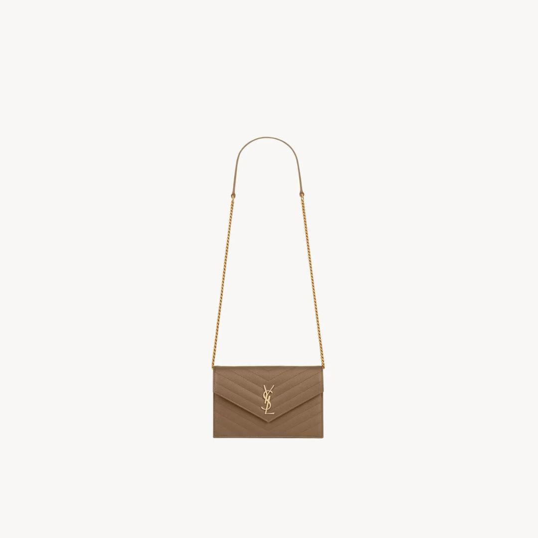 Cassandre Envelope Chain Wallet in Grain De Poudre Leather