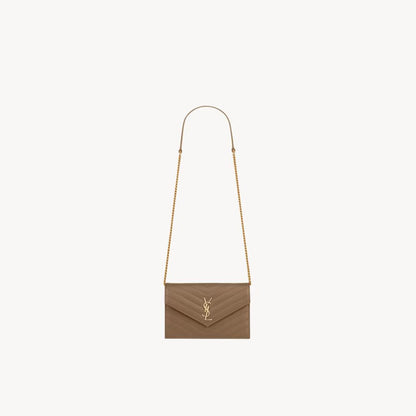 Cassandre Envelope Chain Wallet in Grain De Poudre Leather
