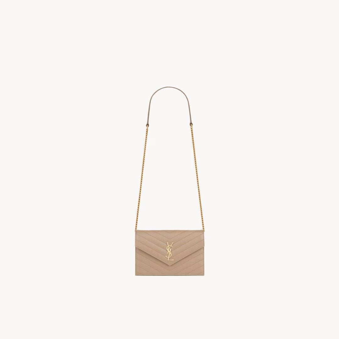 Cassandre Envelope Chain Wallet in Grain De Poudre Leather