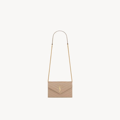 Cassandre Envelope Chain Wallet in Grain De Poudre Leather